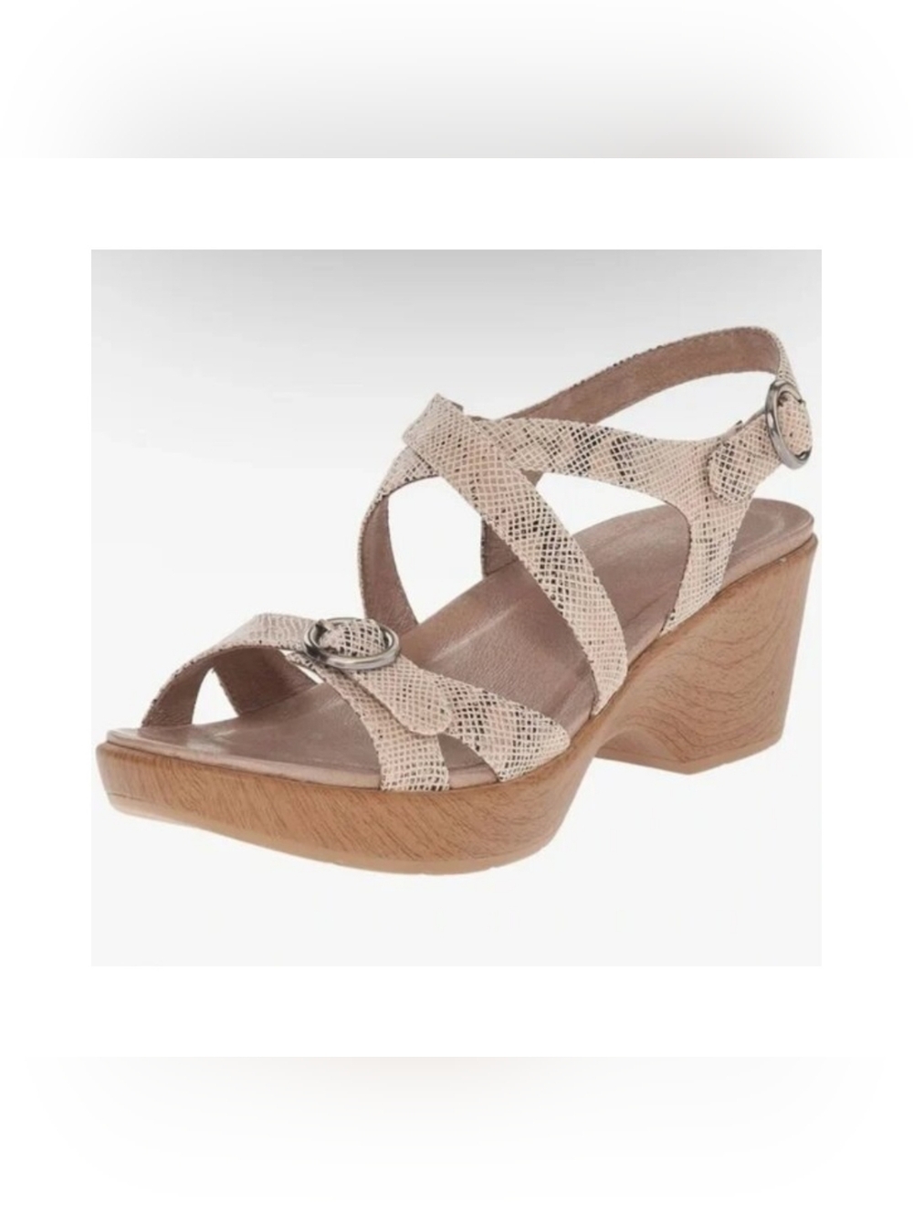 Dansko Julie Snakeskin Leather Strappy Wedge Sandals